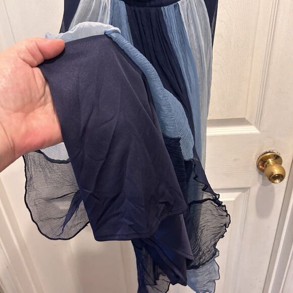 Robbie Bee Size 8 Y2K Fairy Whimsigoth Blue Silk Chiffon Dress Princess Waist - Picture 7 of 8